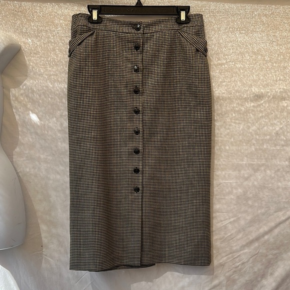 100% virgen wool Classic Black and White Houndstooth Skirt #A07 - Picture 1 of 7